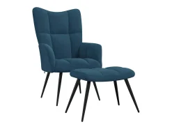 Cadeira de descanso com banco veludo azul