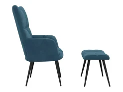 Cadeira de descanso com banco veludo azul
