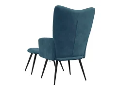 Cadeira de descanso com banco veludo azul