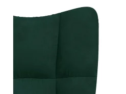 Cadeira de descanso com banco veludo verde-escuro