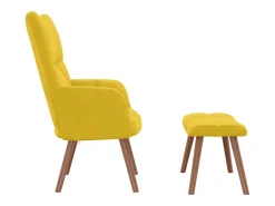 Cadeira de descanso com banco veludo amarelo mostarda