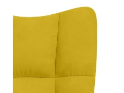 Cadeira de descanso com banco veludo amarelo mostarda