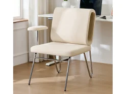 Cadeira de escritório - 77 x 70 x 89 cm - com cama integrada para gatos - braços substituíveis - Madeira + Aço - Bege