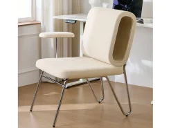 Cadeira de escritório - 77 x 70 x 89 cm - com cama integrada para gatos - braços substituíveis - Madeira + Aço - Bege