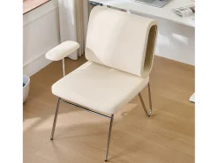 Cadeira de escritório - 77 x 70 x 89 cm - com cama integrada para gatos - braços substituíveis - Madeira + Aço - Bege