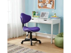 Cadeira de escritório Bambola estilo moderno roxo preto metal 53x82x53 cm