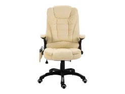 Cadeira de escritório c/ função massagem couro artificial creme