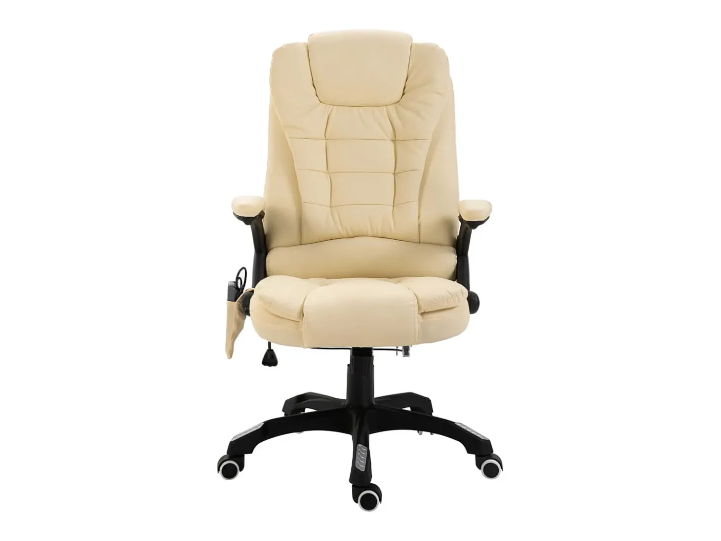 Cadeira de escritório c/ função massagem couro artificial creme