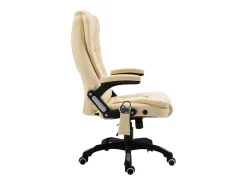 Cadeira de escritório c/ função massagem couro artificial creme