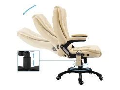 Cadeira de escritório c/ função massagem couro artificial creme