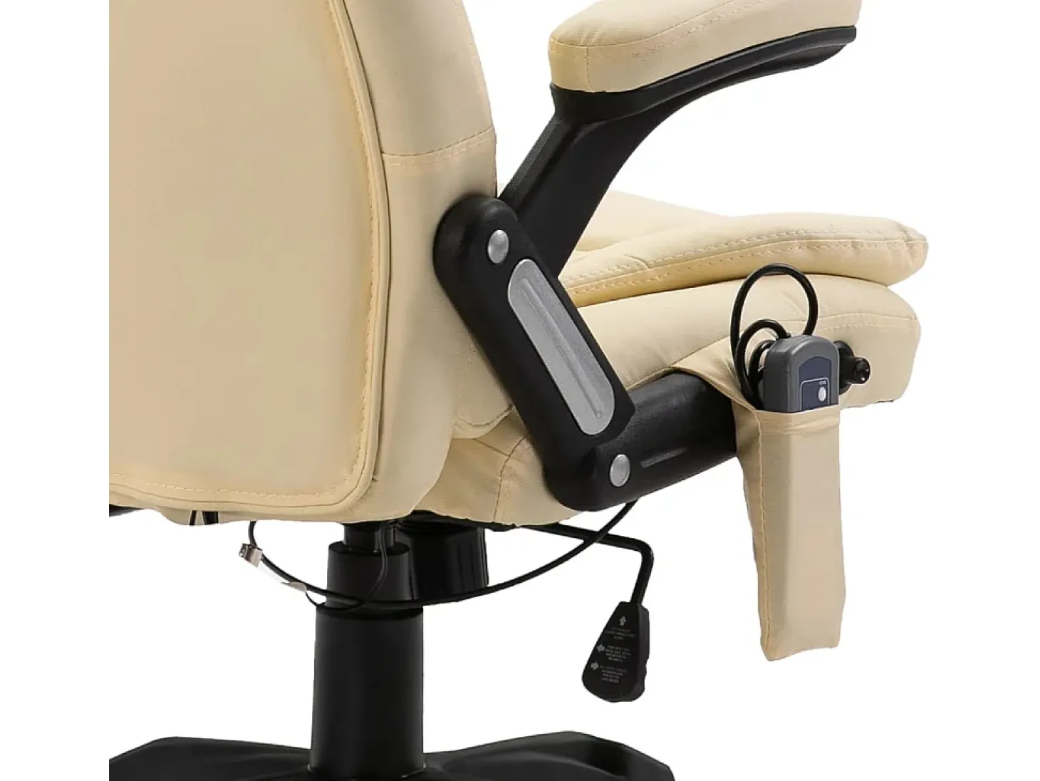 Cadeira de escritório c/ função massagem couro artificial creme