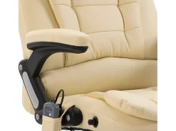 Cadeira de escritório c/ função massagem couro artificial creme