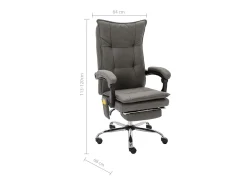 Cadeira de escritório c/ função de massagem tecido cinzento