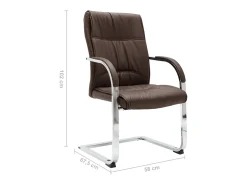 Cadeira de escritório cantilever em couro artificial castanho