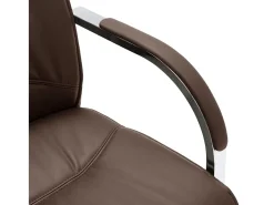 Cadeira de escritório cantilever em couro artificial castanho
