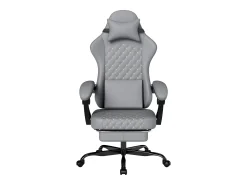 Cadeira de escritório com massagem e apoio para os pés - Cadeira gaming em pele sintética - Preta