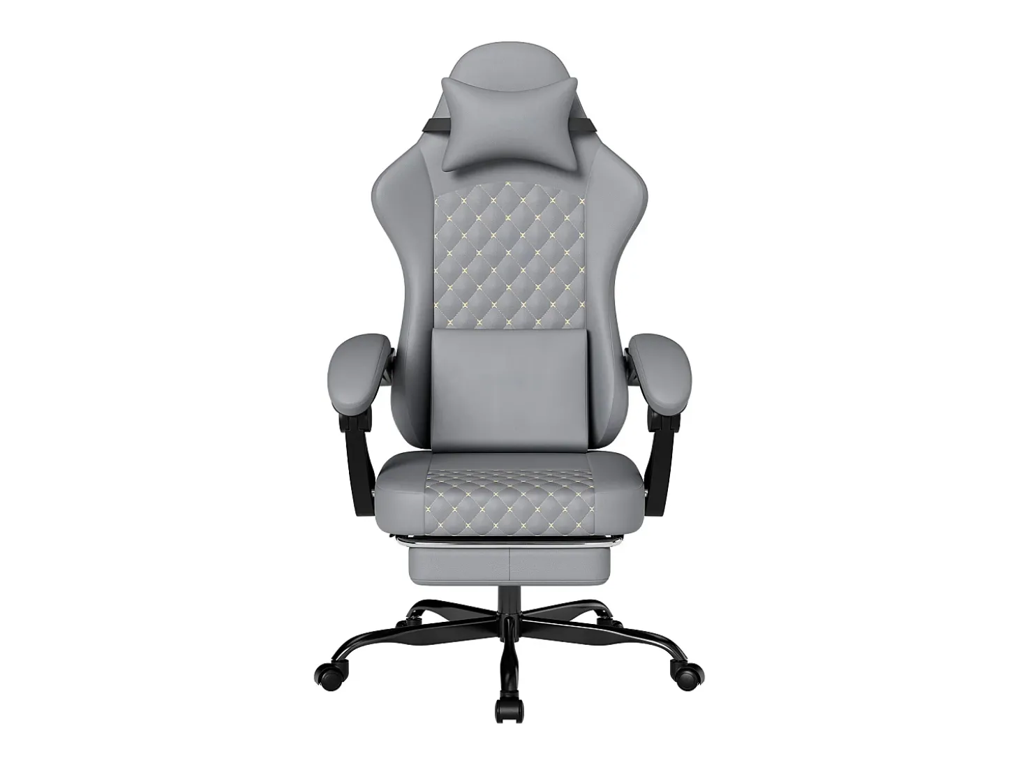 Cadeira de escritório com massagem e apoio para os pés - Cadeira gaming em pele sintética - Preta