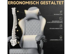 Cadeira de escritório com massagem e apoio para os pés - Cadeira gaming em pele sintética - Preta