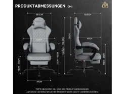 Cadeira de escritório com massagem e apoio para os pés - Cadeira gaming em pele sintética - Preta