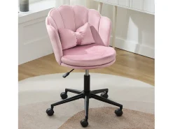 Cadeira de escritório cor-de-rosa, altura ajustável, encosto em forma de pétala