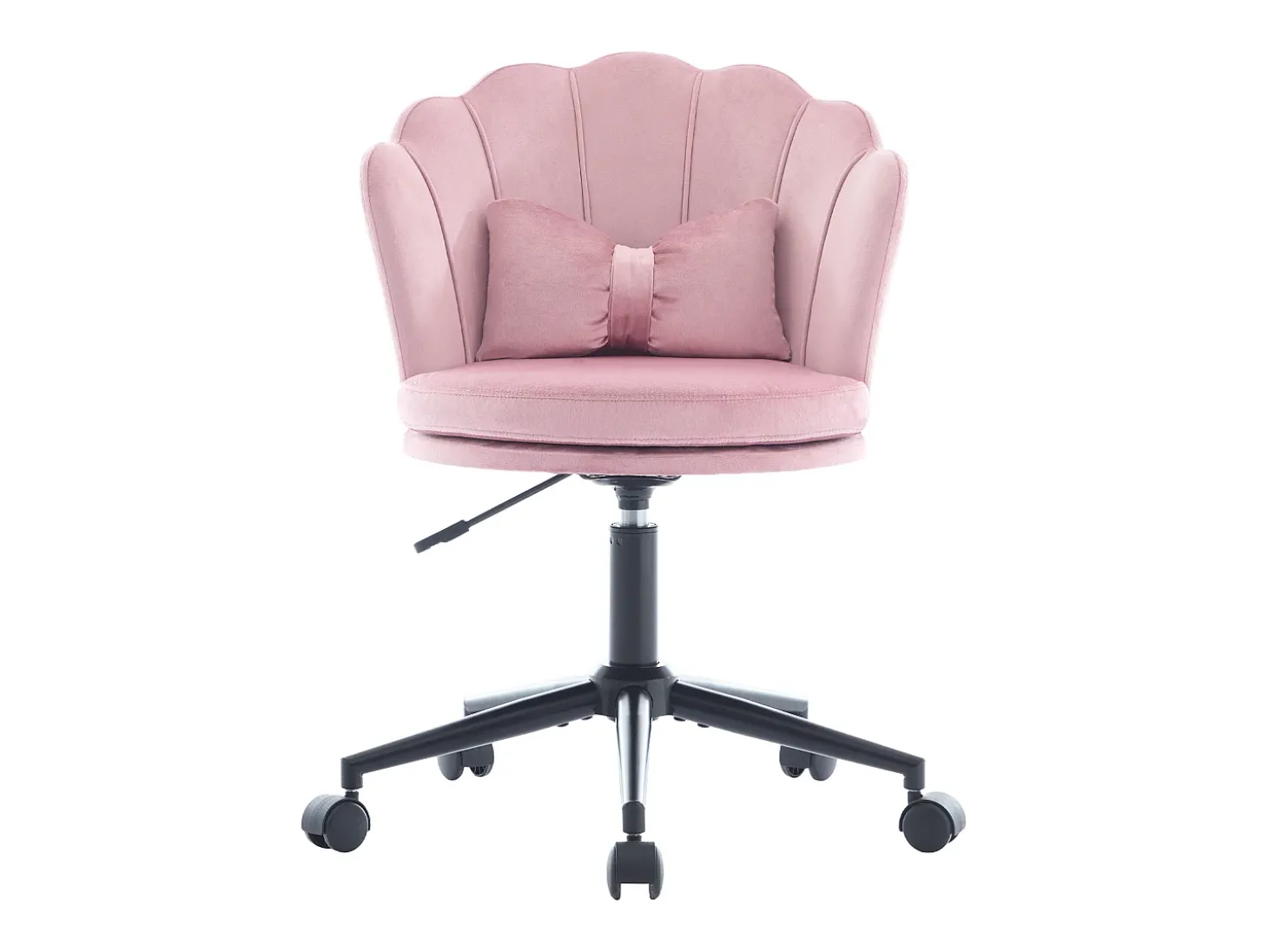 Cadeira de escritório cor-de-rosa, altura ajustável, encosto em forma de pétala