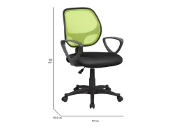 Cadeira de escritório Ddjidj, Cadeira de trabalho em malha com braços, Assento de escritório ergonômico, 56x57h88/100 cm, Preto e Verde