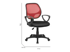 Cadeira de escritório Ddjidj, Cadeira de trabalho em malha com braços, Assento de escritório ergonômico, 56x57h88/100 cm, Preto e Vermelho