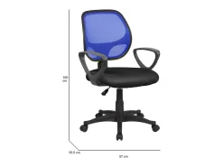 Cadeira de escritório Ddjidj, Cadeira de trabalho em malha com braços, Assento de escritório ergonômico, 56x57h88/100 cm, Preto e Azul