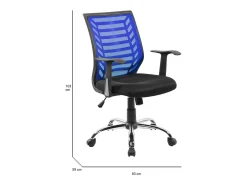 Cadeira de escritório Dfann, Cadeira de trabalho em malha com braços, Assento de escritório ergonômico, 59x60h93/103 cm, Preto e Azul
