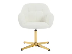 Cadeira de escritório em tecido bouclé branco e metal dourado - LANCIEGA