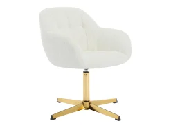 Cadeira de escritório em tecido bouclé branco e metal dourado - LANCIEGA
