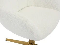 Cadeira de escritório em tecido bouclé branco e metal dourado - LANCIEGA