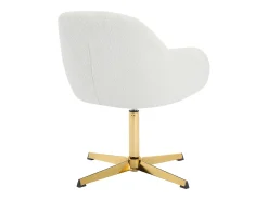 Cadeira de escritório em tecido bouclé branco e metal dourado - LANCIEGA