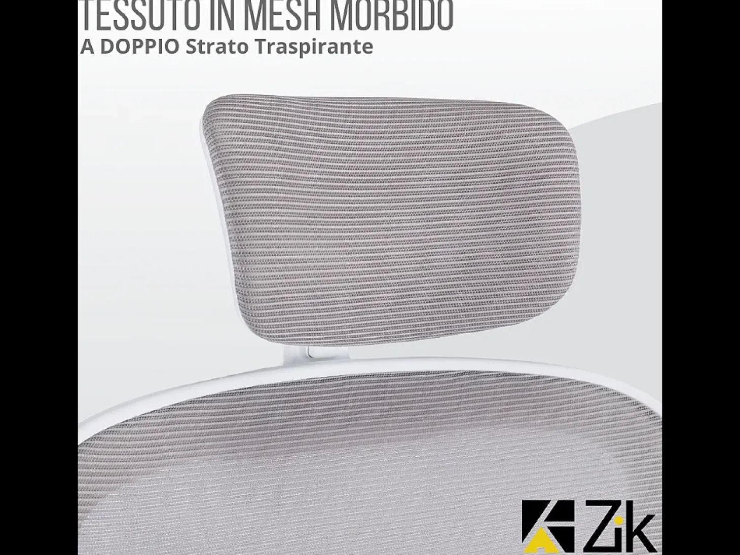 Cadeira de escritório ergonómica com apoios para os braços e apoio de cabeça oscilante, branca e cinzenta - ZIK