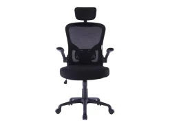 Cadeira de escritório ergonómica com apoios para os braços e apoio de cabeça executivo, ajustável em altura, Preto - ZIK