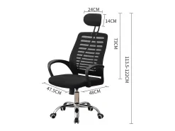 Cadeira de escritório ergonómica ajustável "Sébastien" com apoio de cabeça - Preto