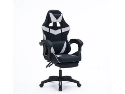 Cadeira de Escritório Ergonómica de Gaming Reclinável Preto e Branco - Confortável e com Estilo