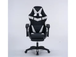Cadeira de Escritório Ergonómica de Gaming Reclinável Preto e Branco - Confortável e com Estilo