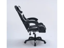 Cadeira de Escritório Ergonómica de Gaming Reclinável Preto e Branco - Confortável e com Estilo