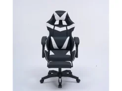 Cadeira de Escritório Ergonómica de Gaming Reclinável Preto e Branco - Confortável e com Estilo