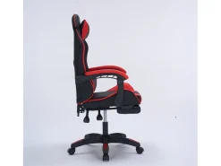 Cadeira de Escritório Gaming Ergonómica Reclinável Preto e Vermelho com Apoio para Pés e Almofadas