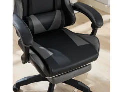 Cadeira de escritório giratória com função de massagem em pele sintética - Altura ajustável - Preto e cinzento