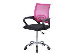 Cadeira de escritório giratória Vita com apoio lombar e apoios de braço, rosa e preta.