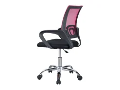 Cadeira de escritório giratória Vita com apoio lombar e apoios de braço, rosa e preta.