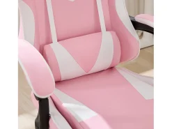 Cadeira de escritório giratória com função de massagem em pele sintética - Altura ajustável - Rosa e branco