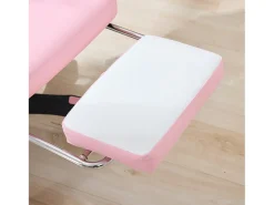 Cadeira de escritório giratória com função de massagem em pele sintética - Altura ajustável - Rosa e branco
