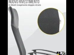 Cadeira de escritório giratória com braços, executiva, ergonómica com altura ajustável, Preta - ZIK