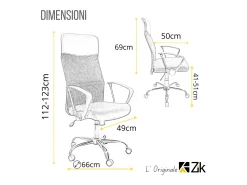 Cadeira de escritório giratória com braços, executiva, ergonómica com altura ajustável, Preta - ZIK