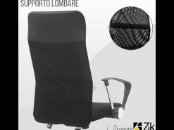 Cadeira de escritório giratória com braços, executiva, ergonómica com altura ajustável, Preta - ZIK