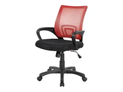 Cadeira de escritório Lismore, Cadeira de trabalho em malha com braços, Assento de escritório ergonômico, 59x54h90/100 cm, Preto e Vermelho